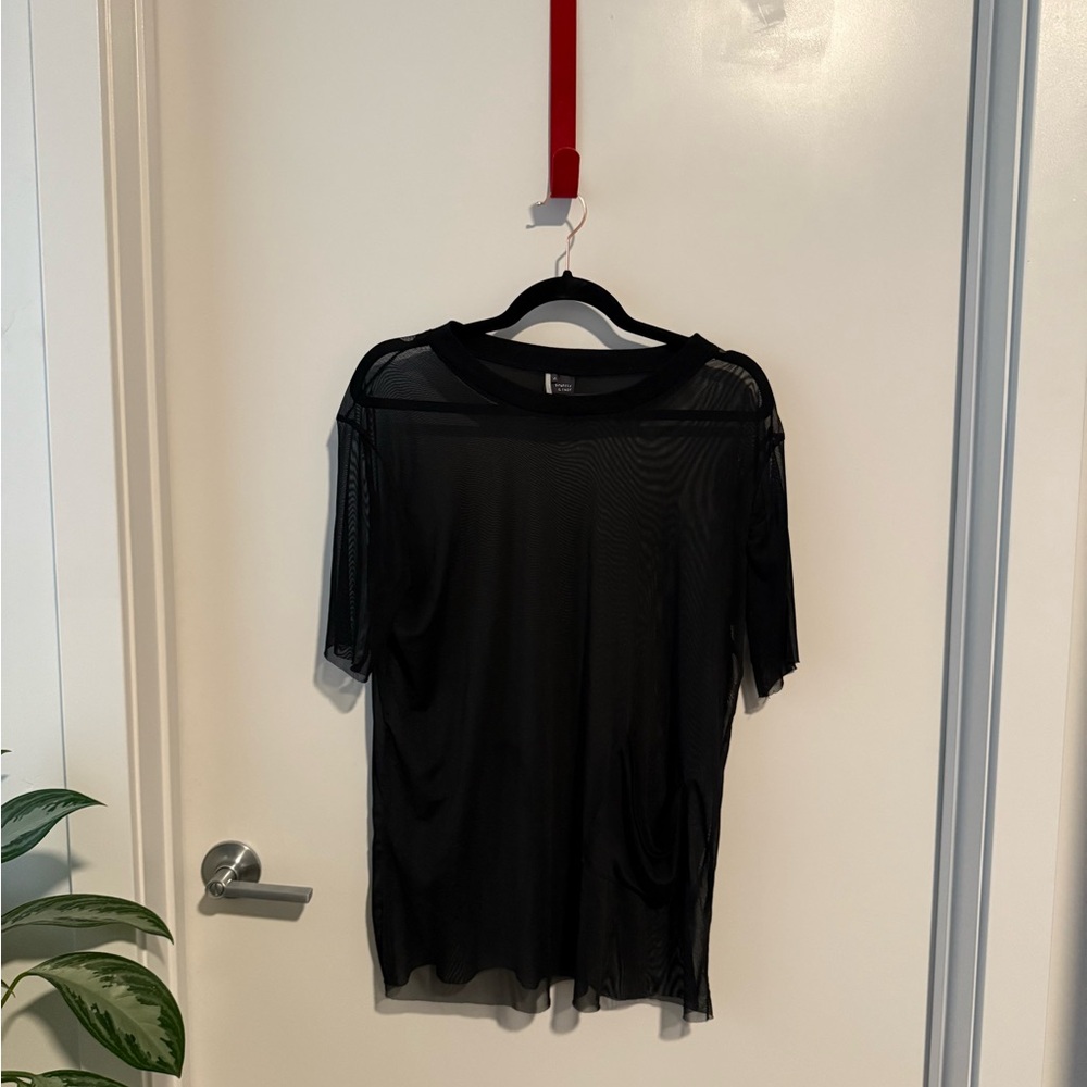 Sparkle & Fade Black Mesh Top